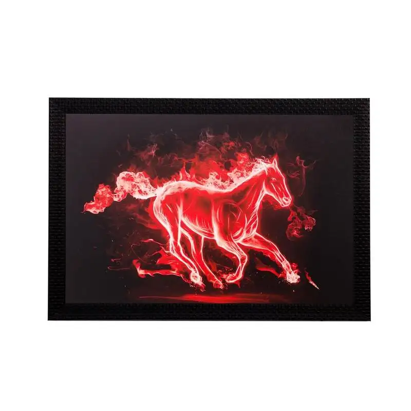 Red flamed horse matt textured uv art painting