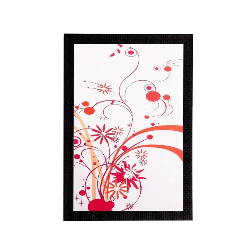 Red floral matt textured uv art painting