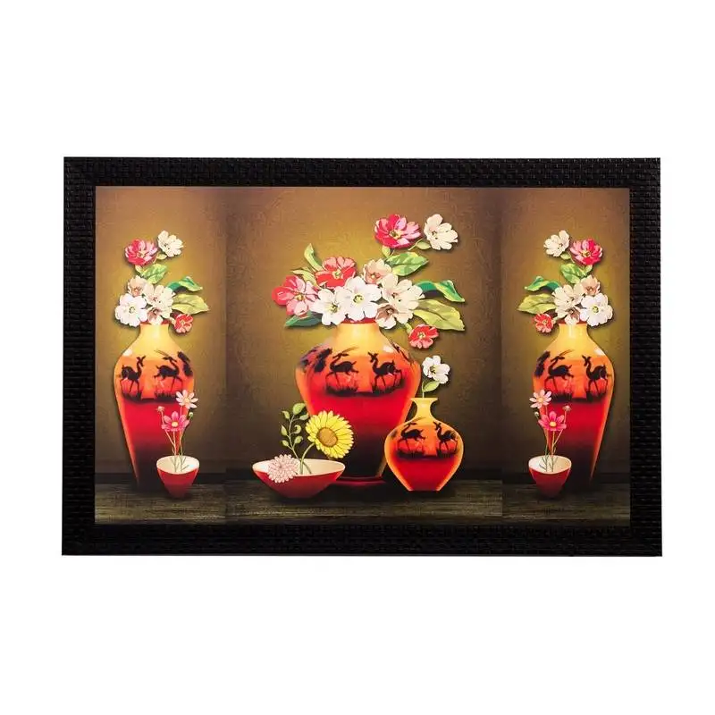 Colorful vase and flowers matt textured uv art painting