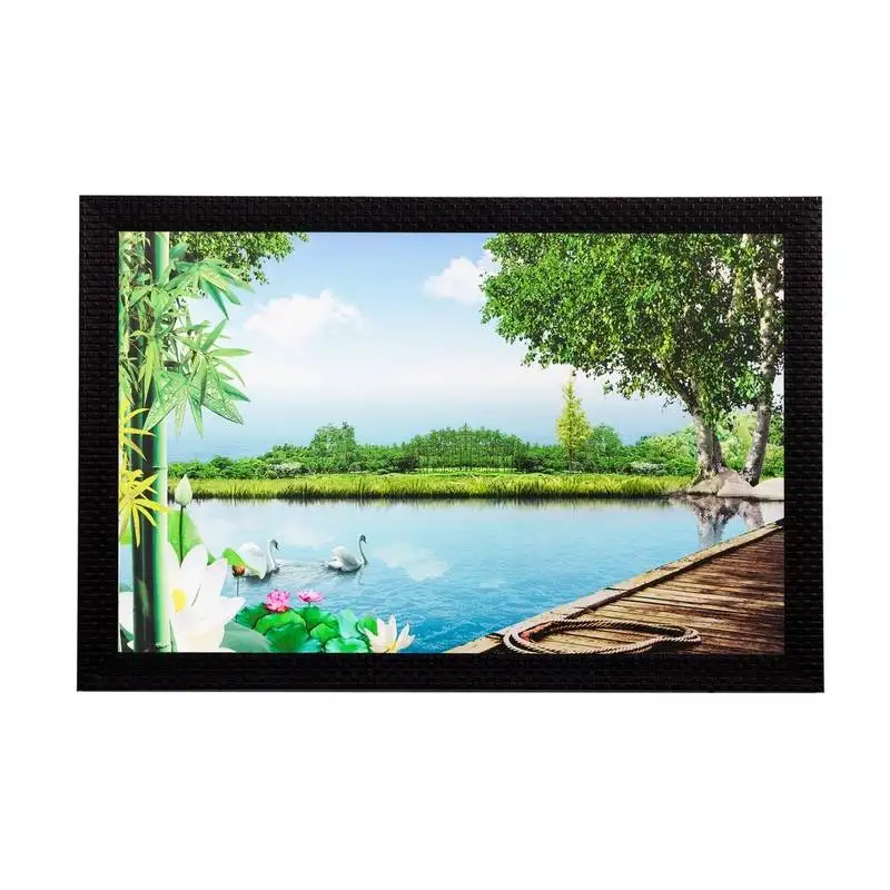 Scenic water and trees matt textured uv art painting