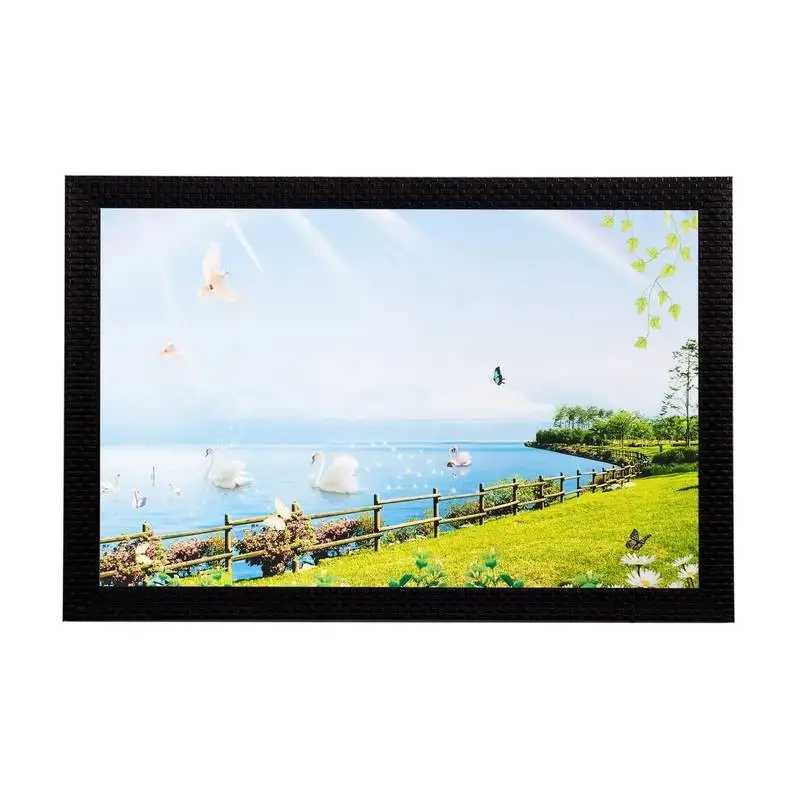 Beautiful swan and plants matt textured uv art painting