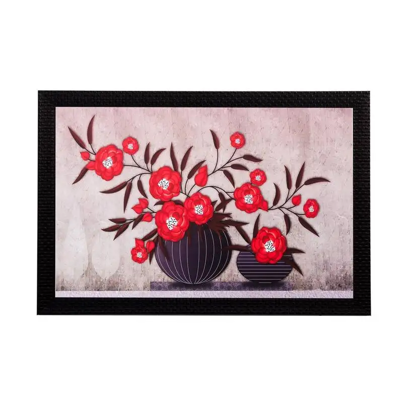 Botanical red flowers matt textured uv art painting