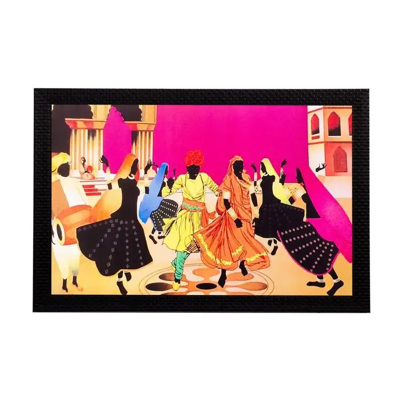 Dancing group view matt textured uv art painting