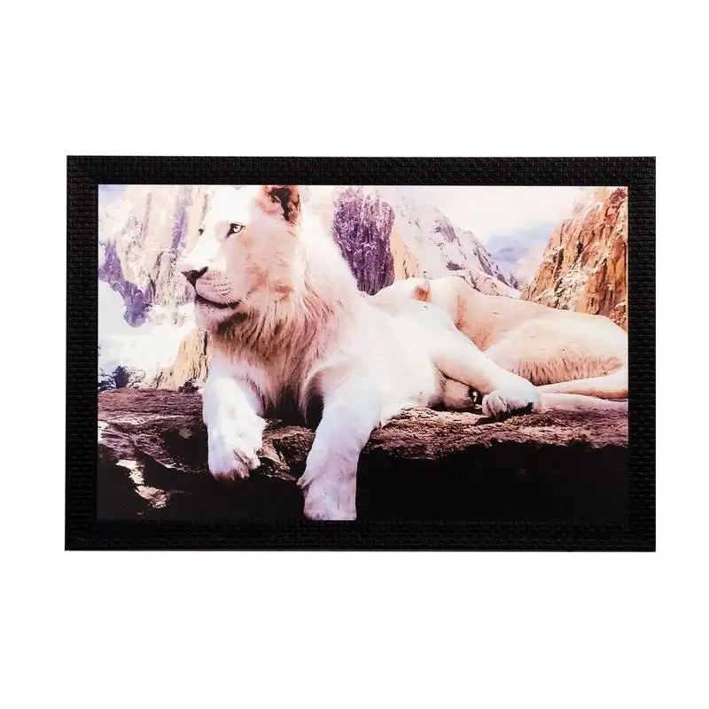 Sitting lion matt textured uv art painting
