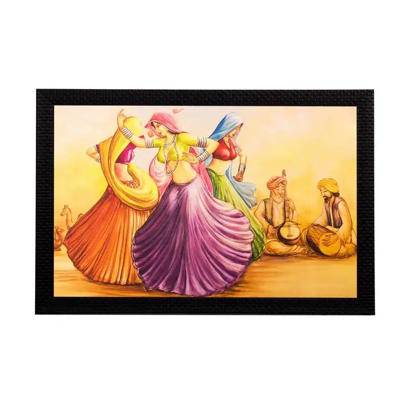 Dancing village women matt textured uv art painting
