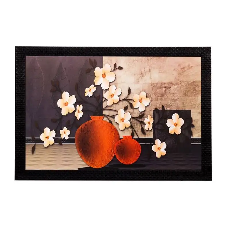 Botanical off white flower matt textured uv art painting