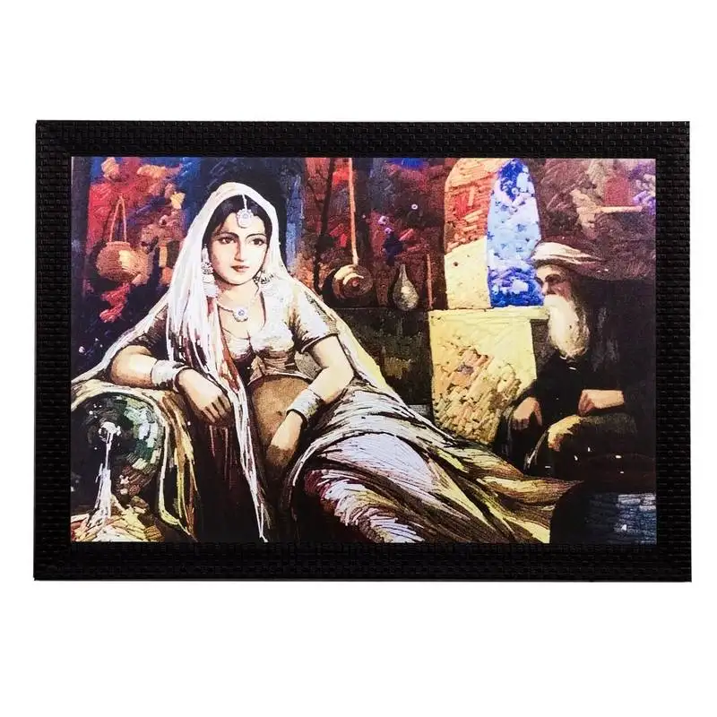 Sitting woman matt textured uv art painting