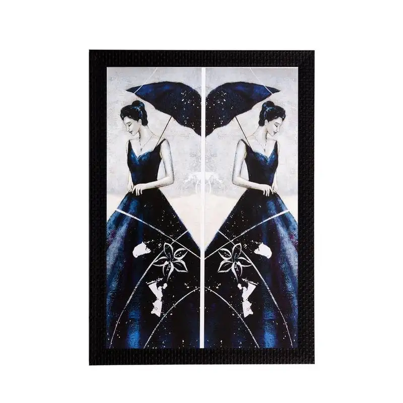 Woman mirror image view matt textured uv art painting