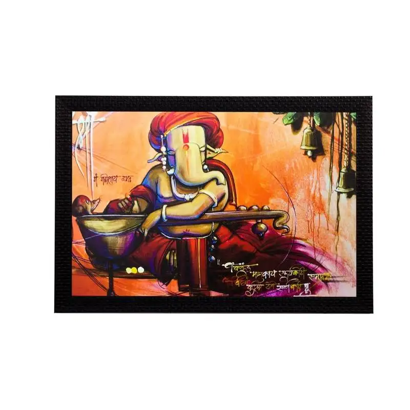 Lord ganesha playing sitar matt textured uv art painting