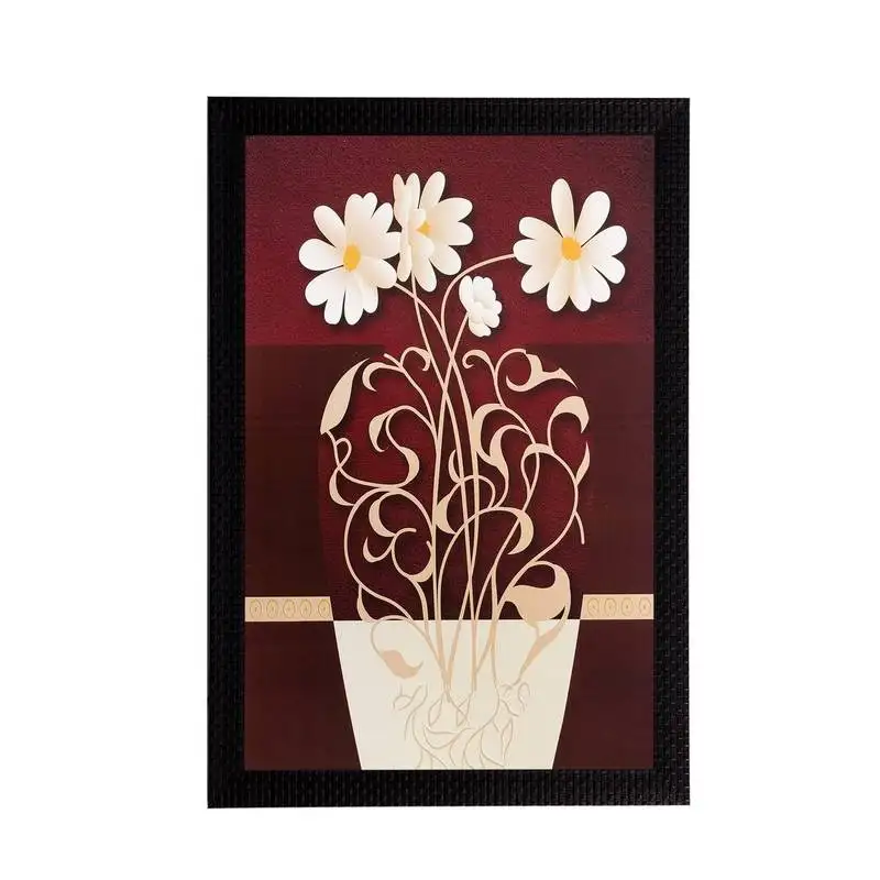 Botanical pot and flower matt textured uv art painting