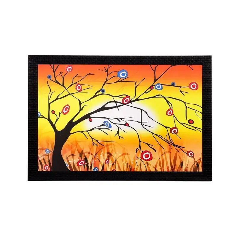 Abstract tree and leaves matt textured uv art painting