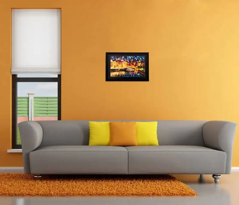 Colorful bridge view matt textured uv art painting