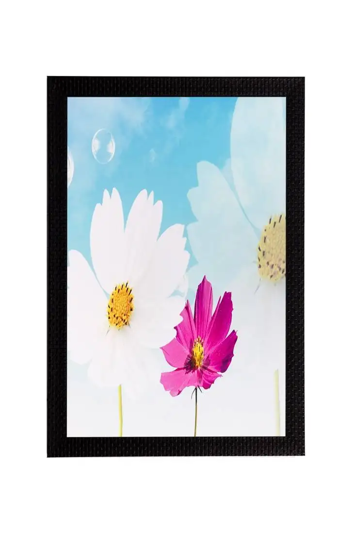 Pink & white flower matt textured uv art painting