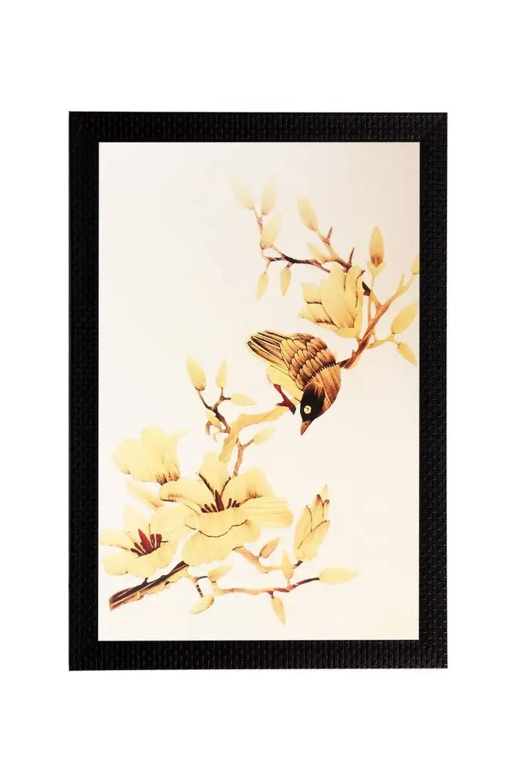 Yellow dry leaves matt textured uv art painting