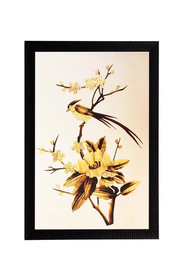 Golden flower matt textured uv art painting