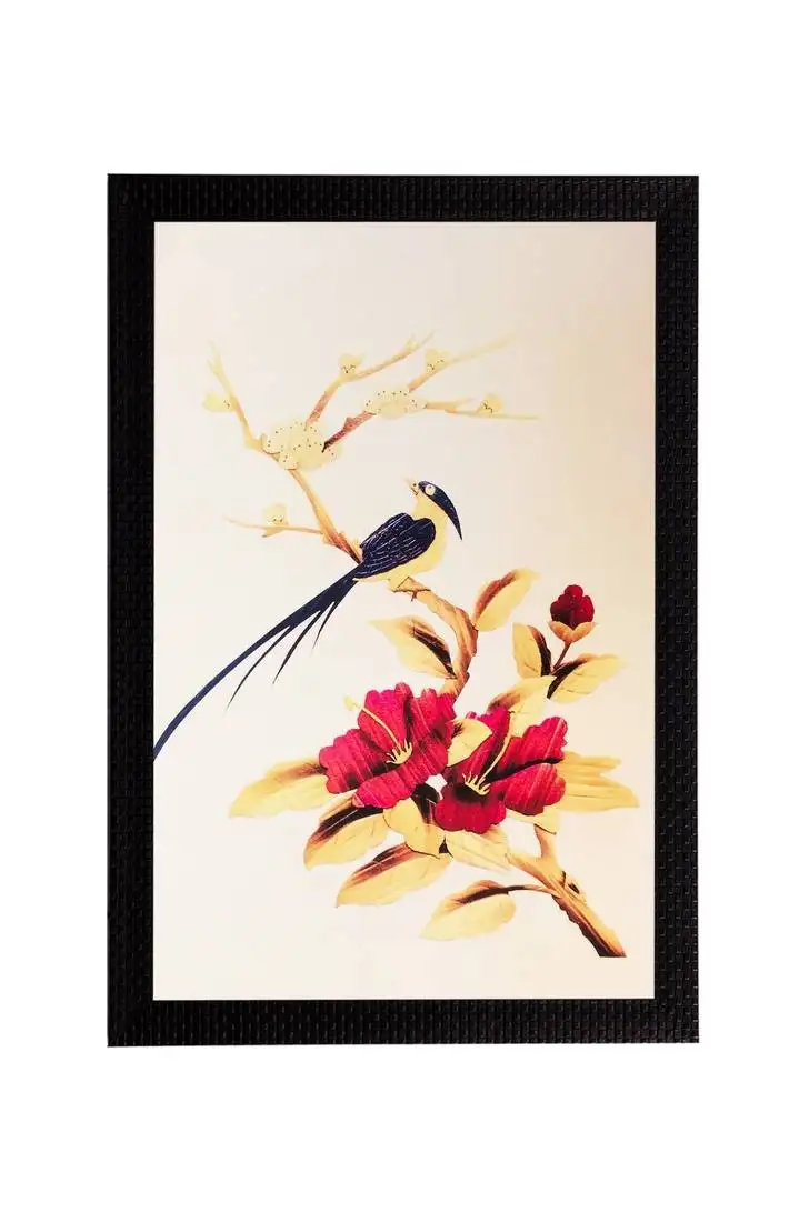 Bird & flower matt textured uv art painting