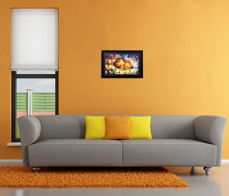 Colorful city life view matt textured uv art painting