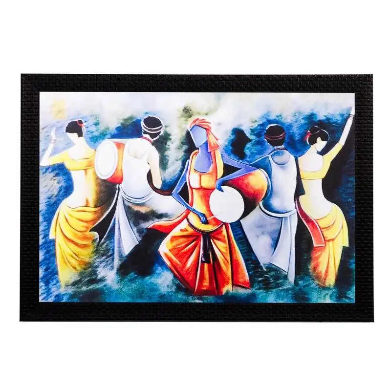 Dancing village couples matt textured uv art painting