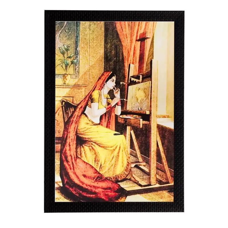 Women doing painting matt textured uv art painting