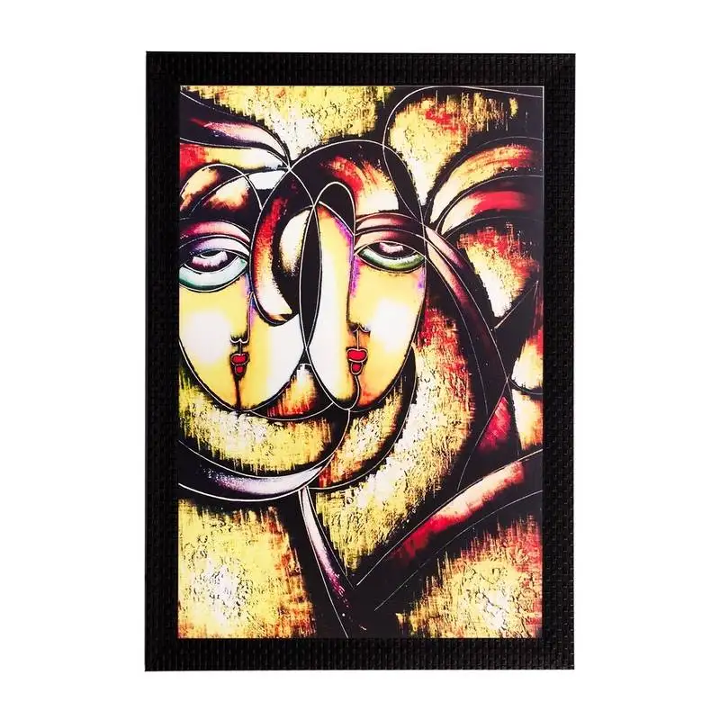 Abstract faces matt textured uv art painting