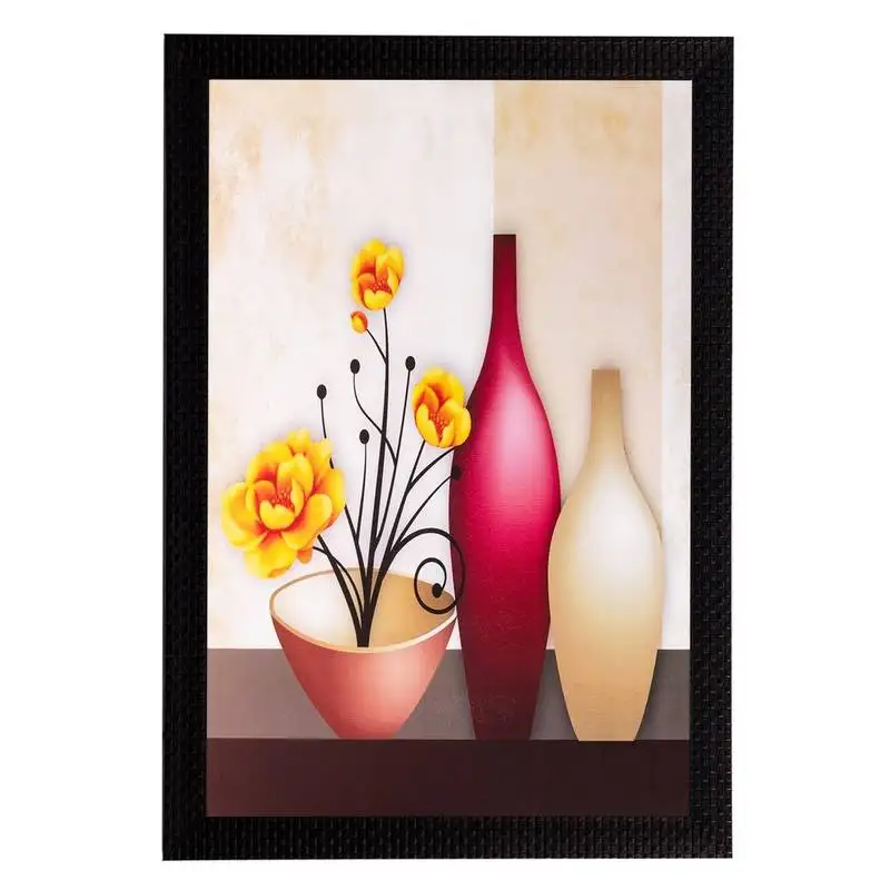 Vases and flowers matt textured uv art painting