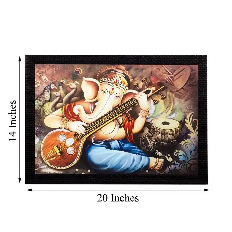 Lord ganesha playing musical instrument matt textured uv art painting