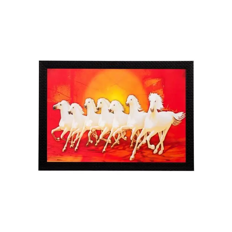 Running white lucky horses matt textured uv art painting