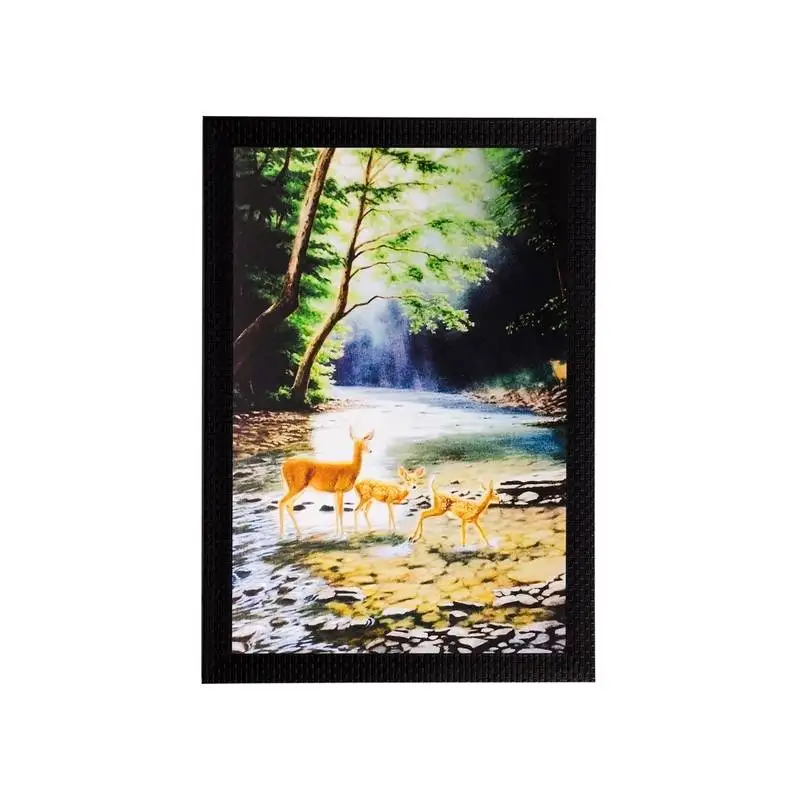 Colorful animals in water matt textured uv art painting