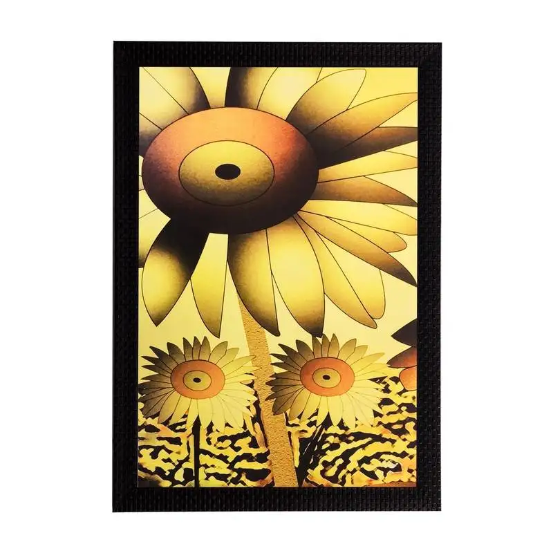 Golden floral matt textured uv art painting