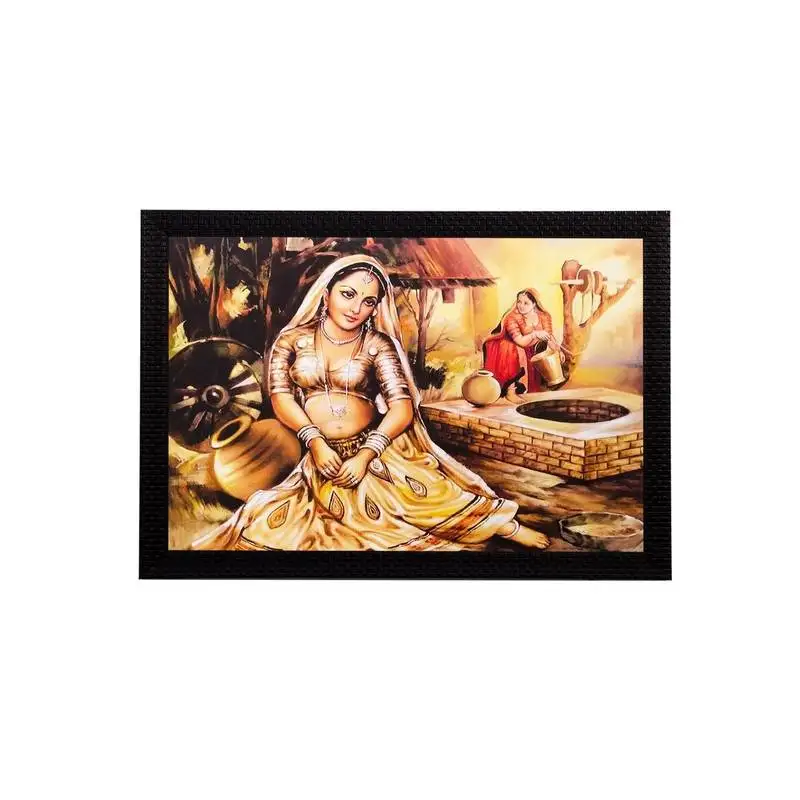 Village woman matt textured uv art painting
