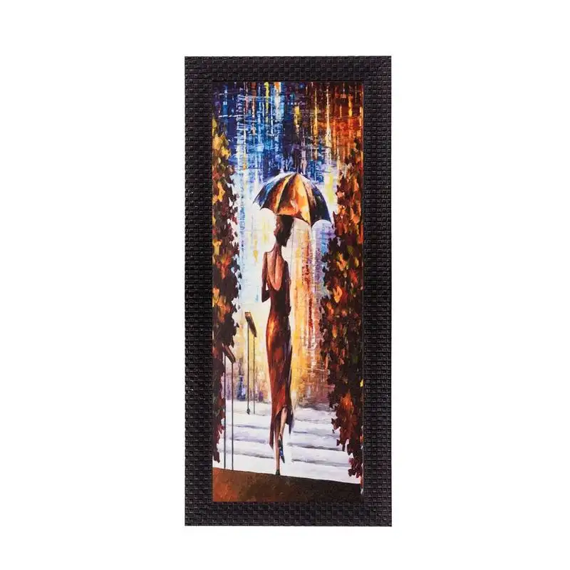 Lady under umbrella matt texture uv art painting