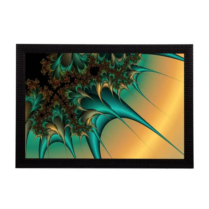 Abstract green & yellow satin matt texture uv art painting