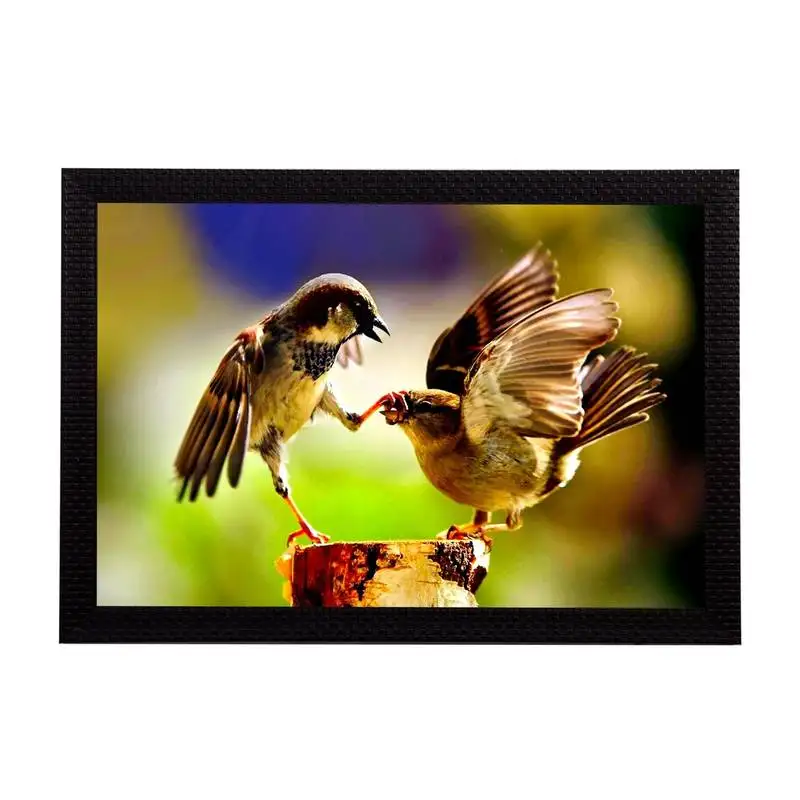 Playing birds satin matt texture uv art painting