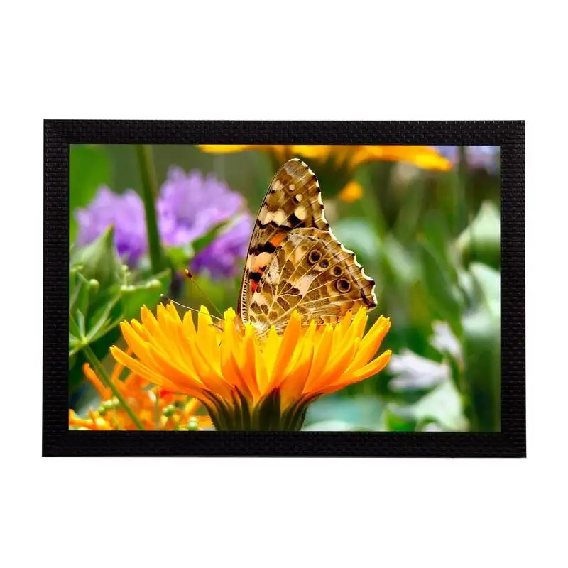 Butterfly on a flower satin matt texture uv art painting