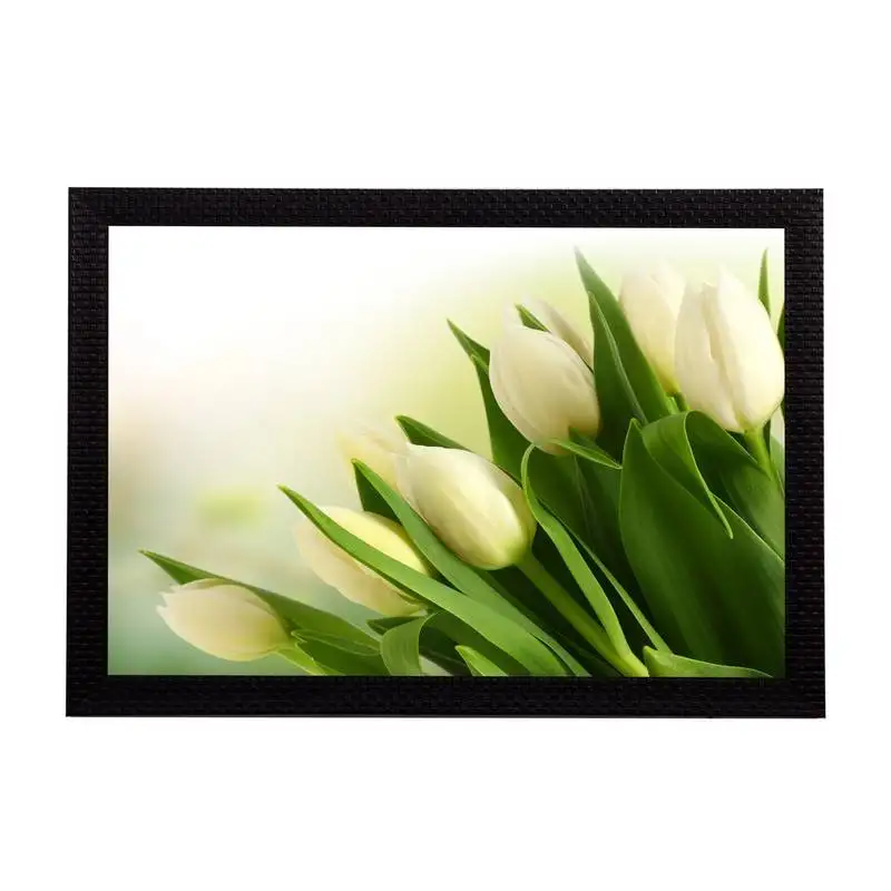 Beautiful white flowers satin matt texture uv art painting