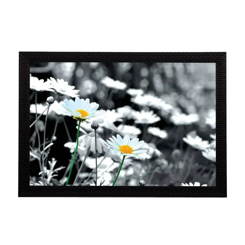 Black & white floral satin matt texture uv art painting