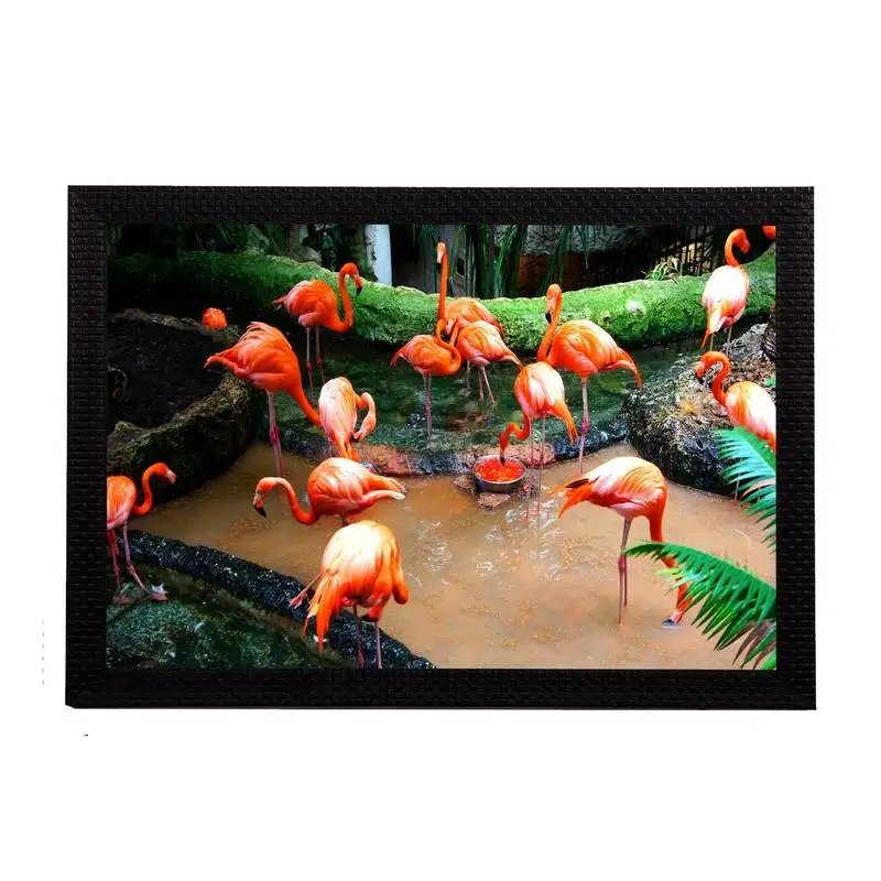 Flamingos satin matt texture uv art painting