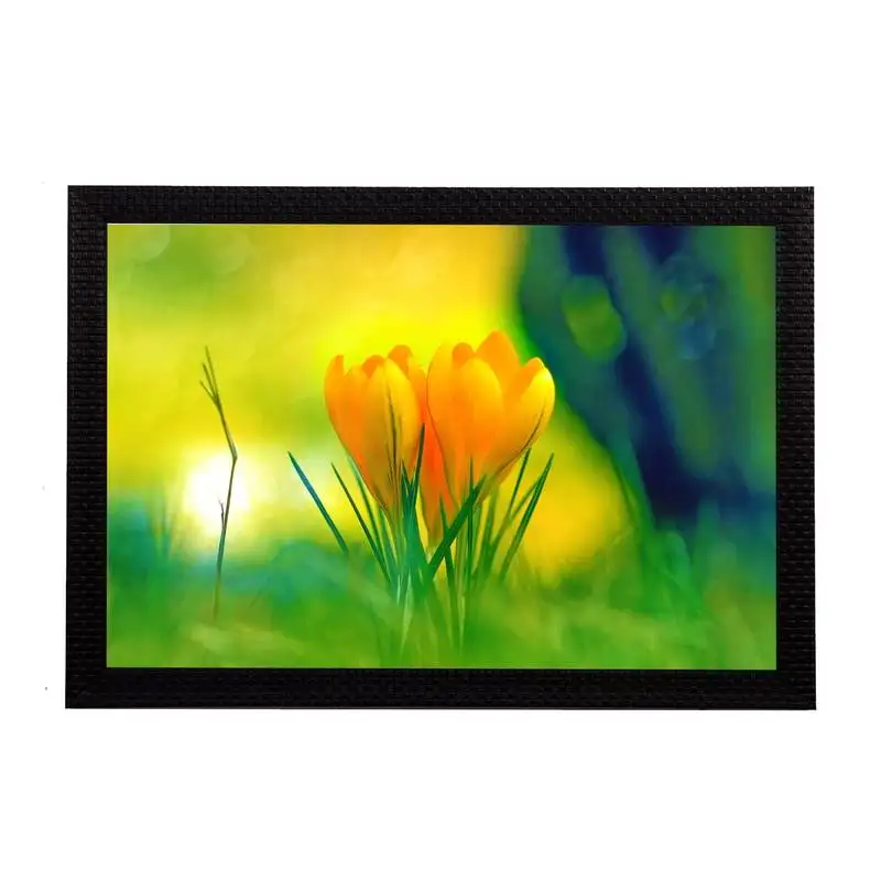 Yellow floral satin matt texture uv art painting