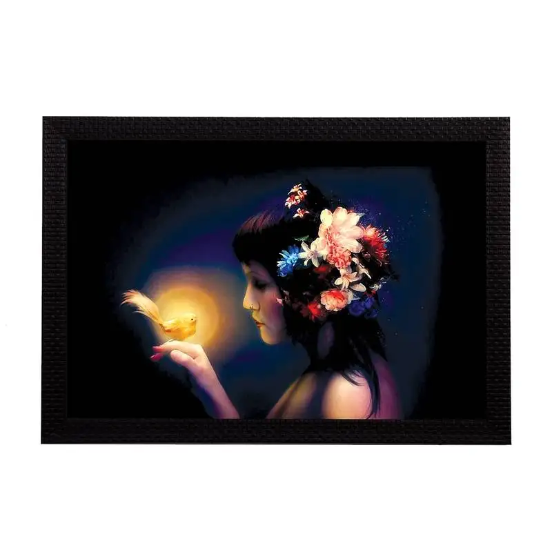 Neon lady satin matt texture uv art painting