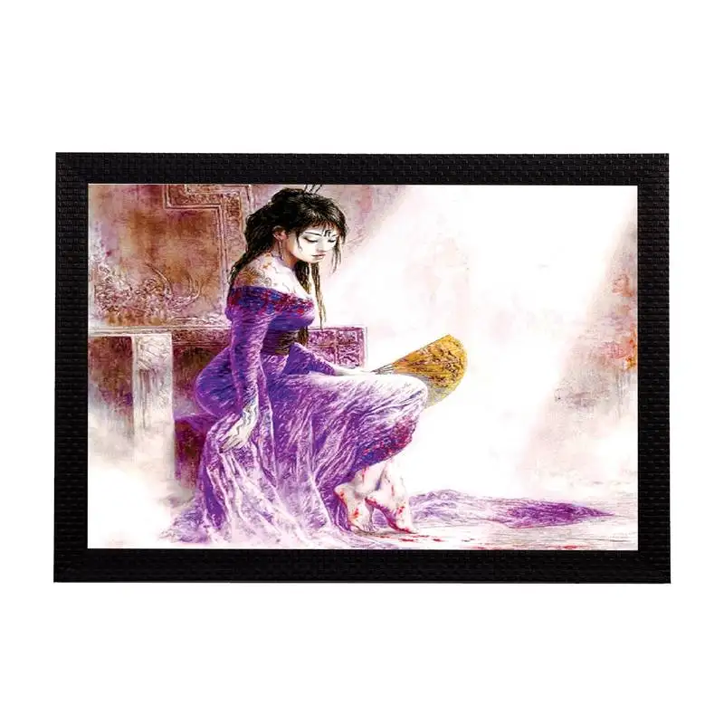 Girl in purple dress satin matt texture uv art painting