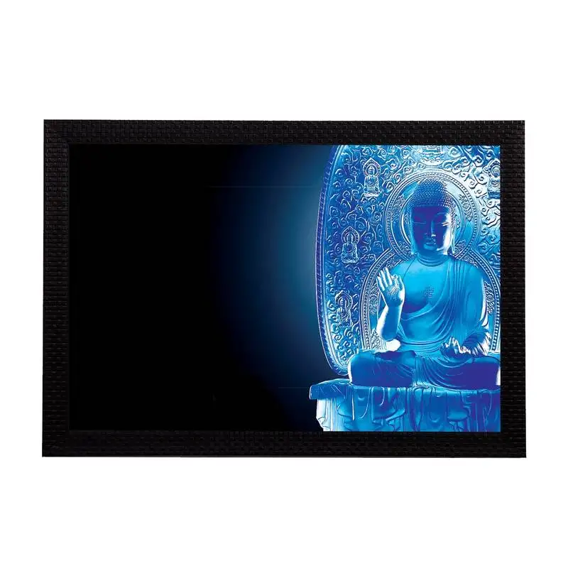 Neon blue lord buddha satin matt texture uv art painting