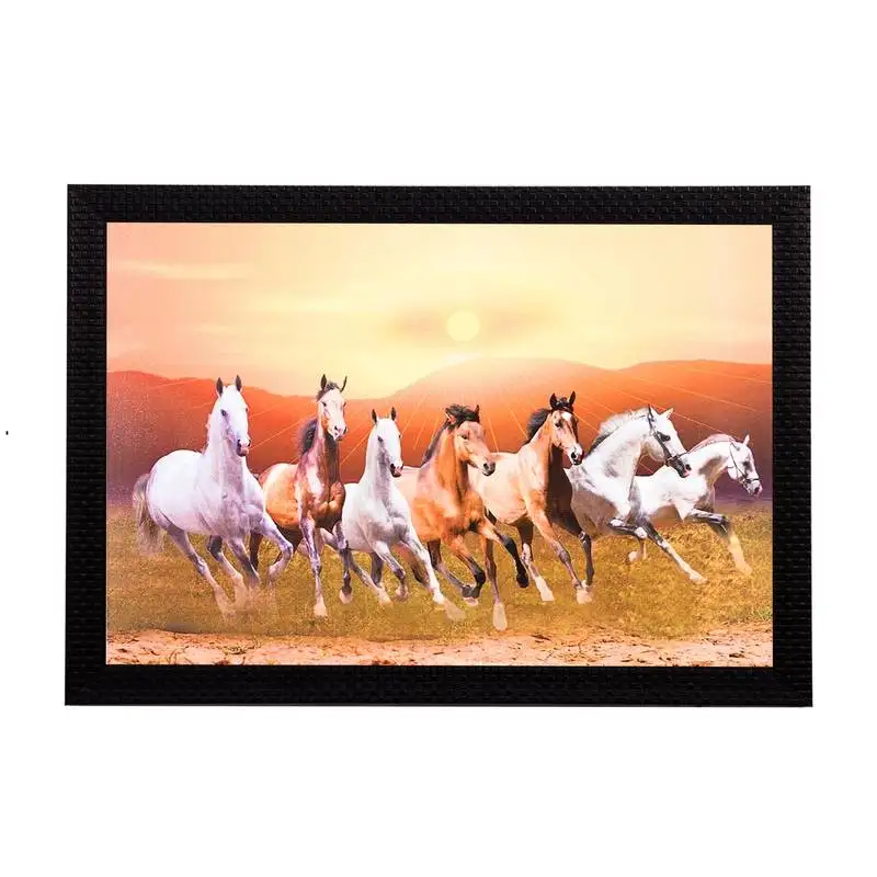 Running brown horses satin matt texture uv art painting