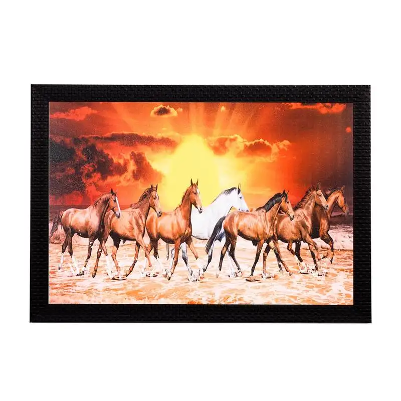 Brown & white horses satin matt texture uv art painting