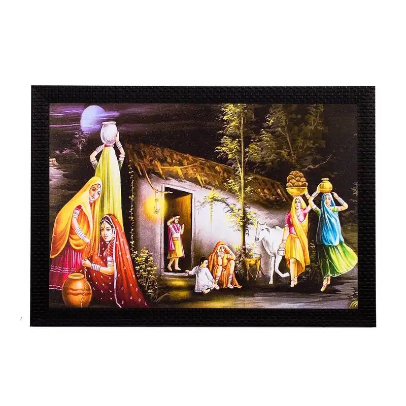 Village view satin matt texture uv art painting