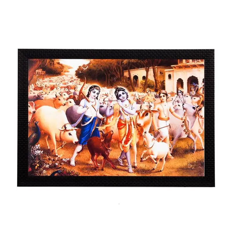 Lord krishna satin matt texture uv art painting