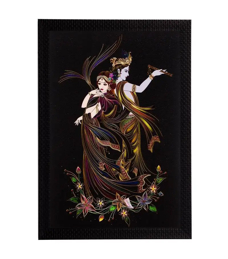 Lord krishna & radha satin matt texture uv art painting