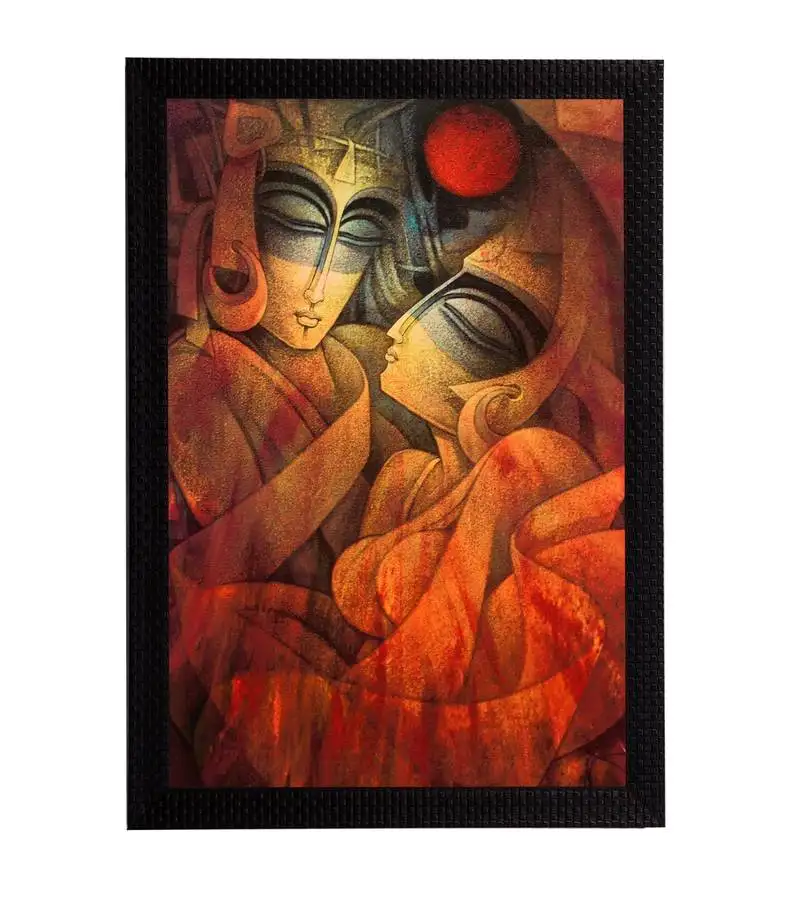 Radha krishna abstract satin matt texture uv art painting