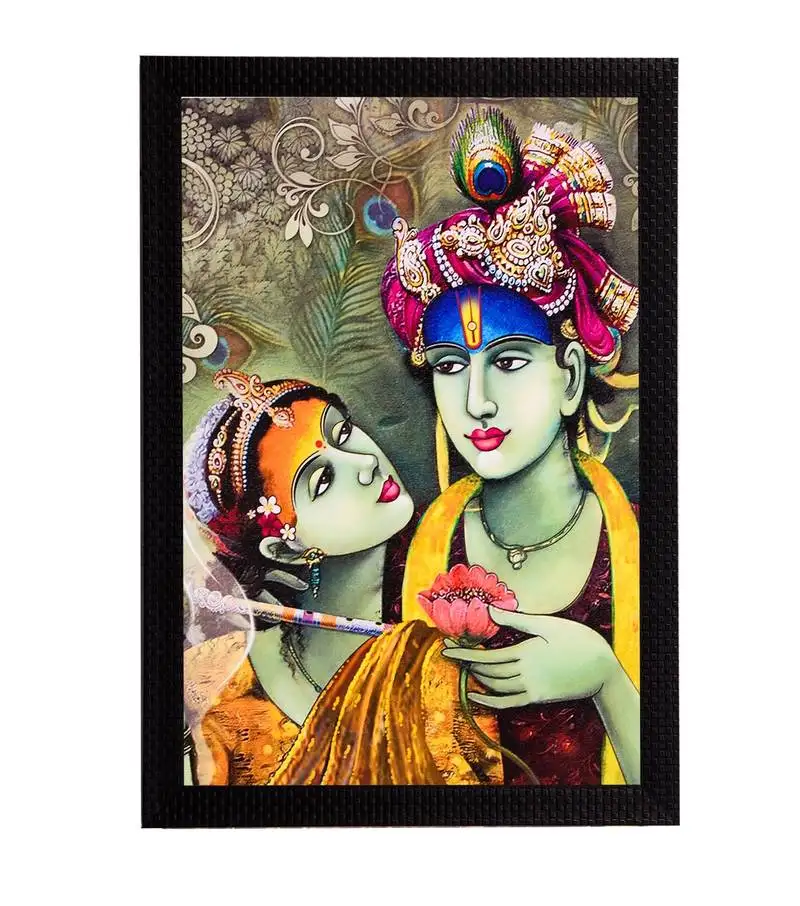 Radha & krishna satin matt texture uv art painting