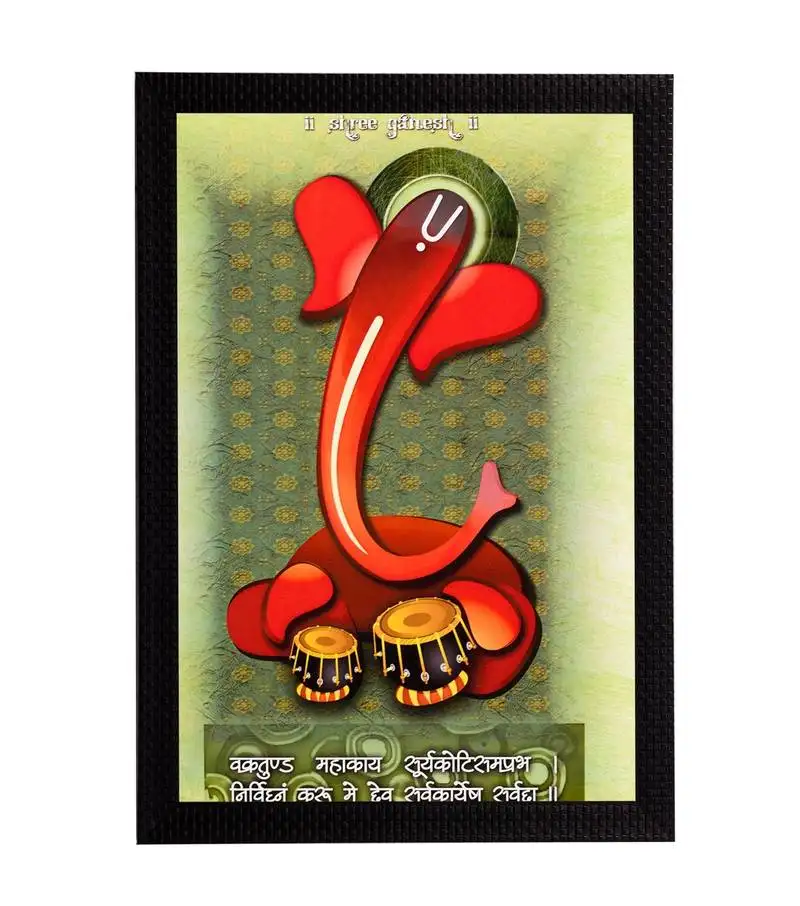 Lord ganesha playing tabla satin matt texture uv art painting