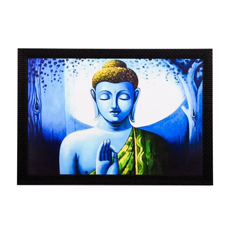 Meditating lord buddha satin matt texture uv art painting